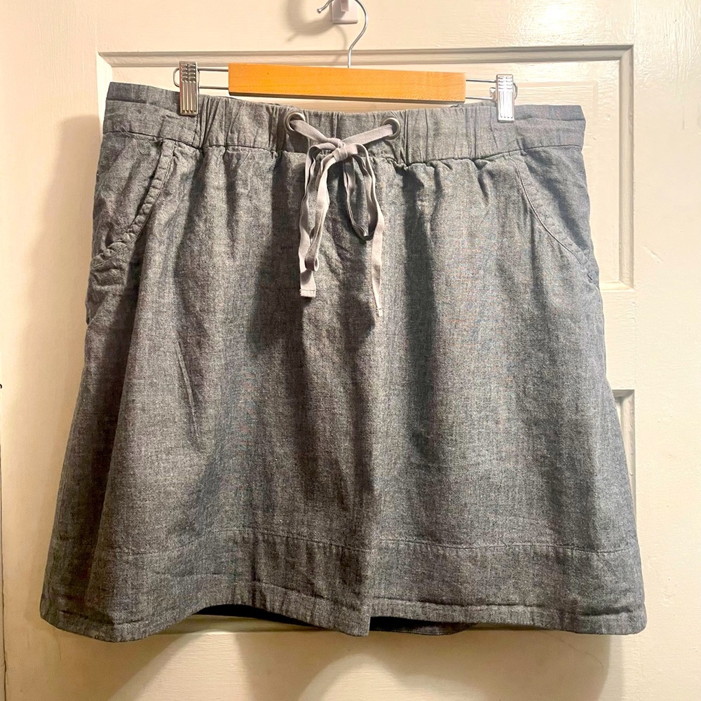 EILEEN FISHER Blue  Chambray Tie Waist Mini Skirt -Size L Large